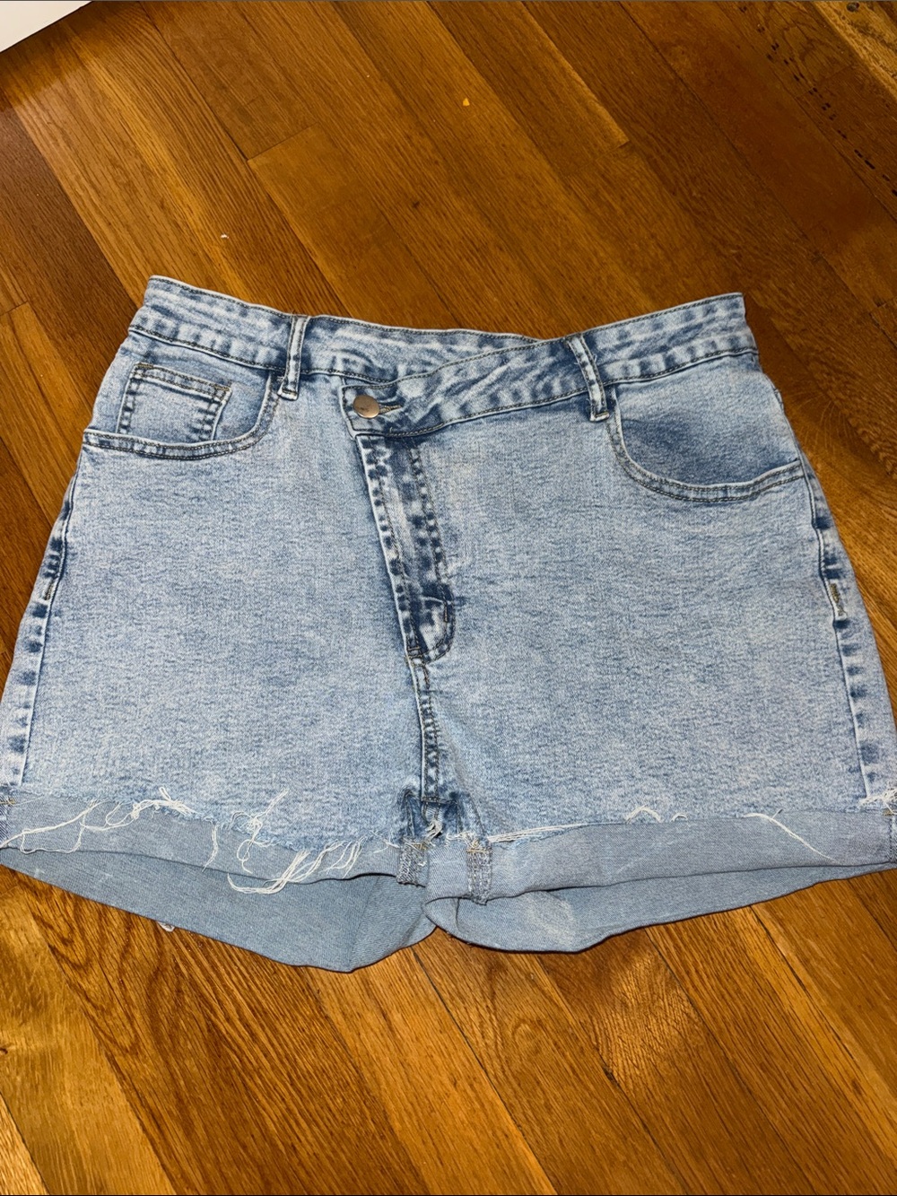 High-Rise Light Blue Denim Shorts